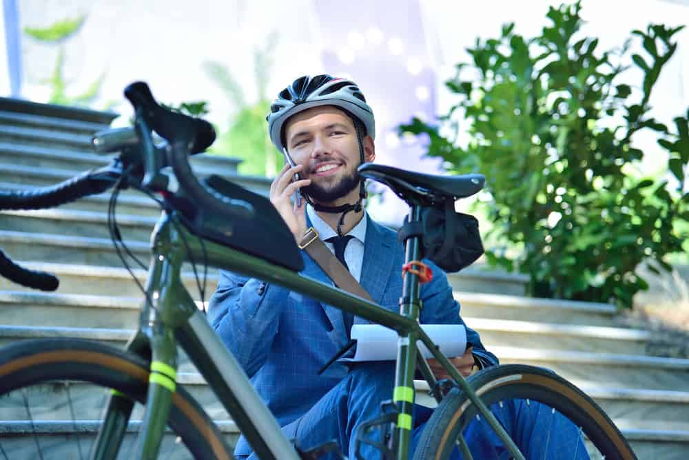 Easy E-Biking - Man wearing bicycle helmet, helping to make electric biking practical and fun